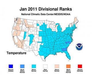 January temperatures across the U.S.