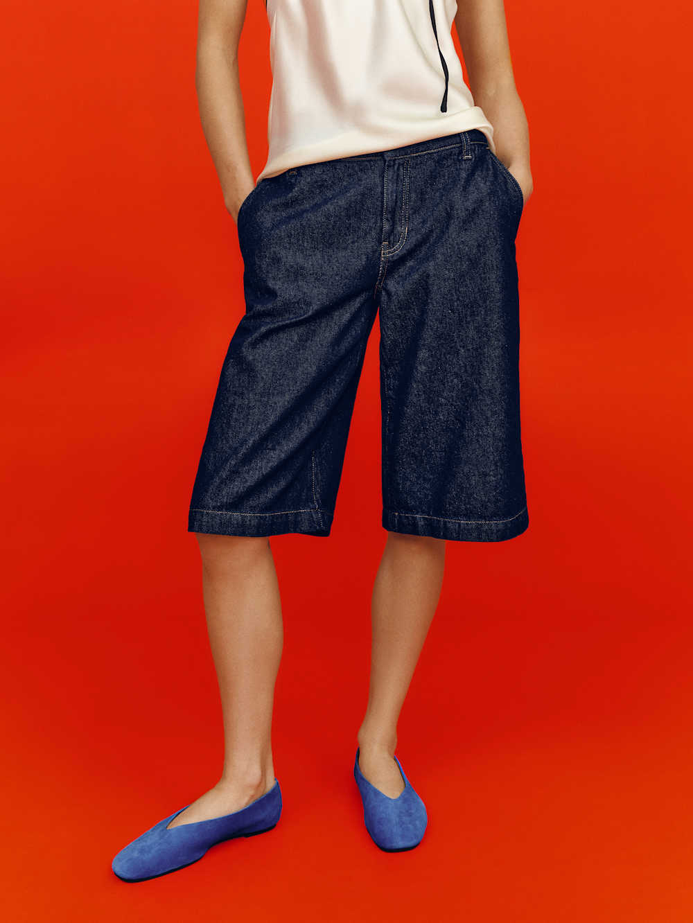 Elio Low Rise 14 in Denim Trouser Shorts