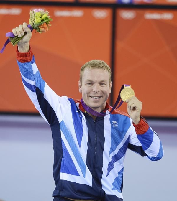 Chris Hoy (Great Britain) on the podium