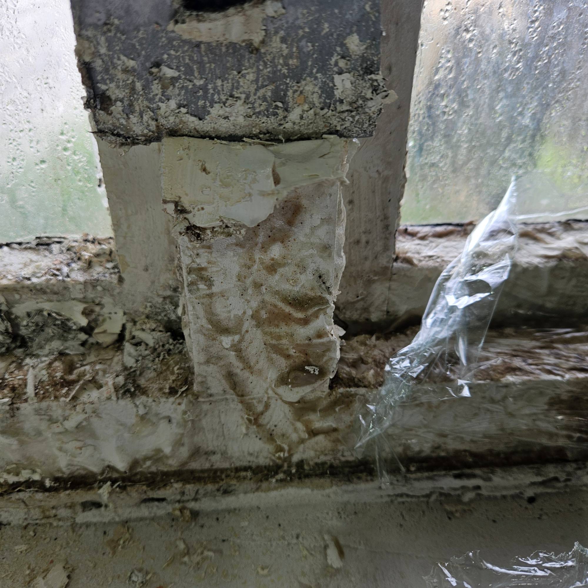 tool scraping off paint stripper on white window
