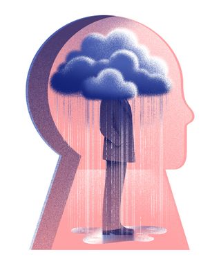 Finnie's image explores the idea that depression can feel like being under your own personal raincloud
