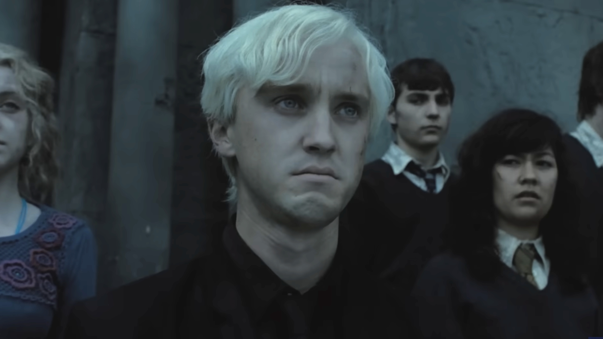 Draco Malfoy (Tom Felton) looks ahead in Harry Potter and the Deathly Hallows - Part 2.