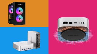 Three of the best computers for graphic design, with three different colour backgrounds. 