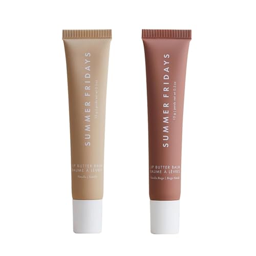 Summer Fridays Lip Butter Balm Day/night Hydrating Lip Mask - Shea Butter, Vegan - Vanilla & Vanilla Beige (0.5 Oz/ea)