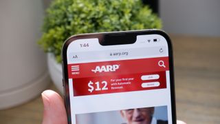 AARP website on iPhone