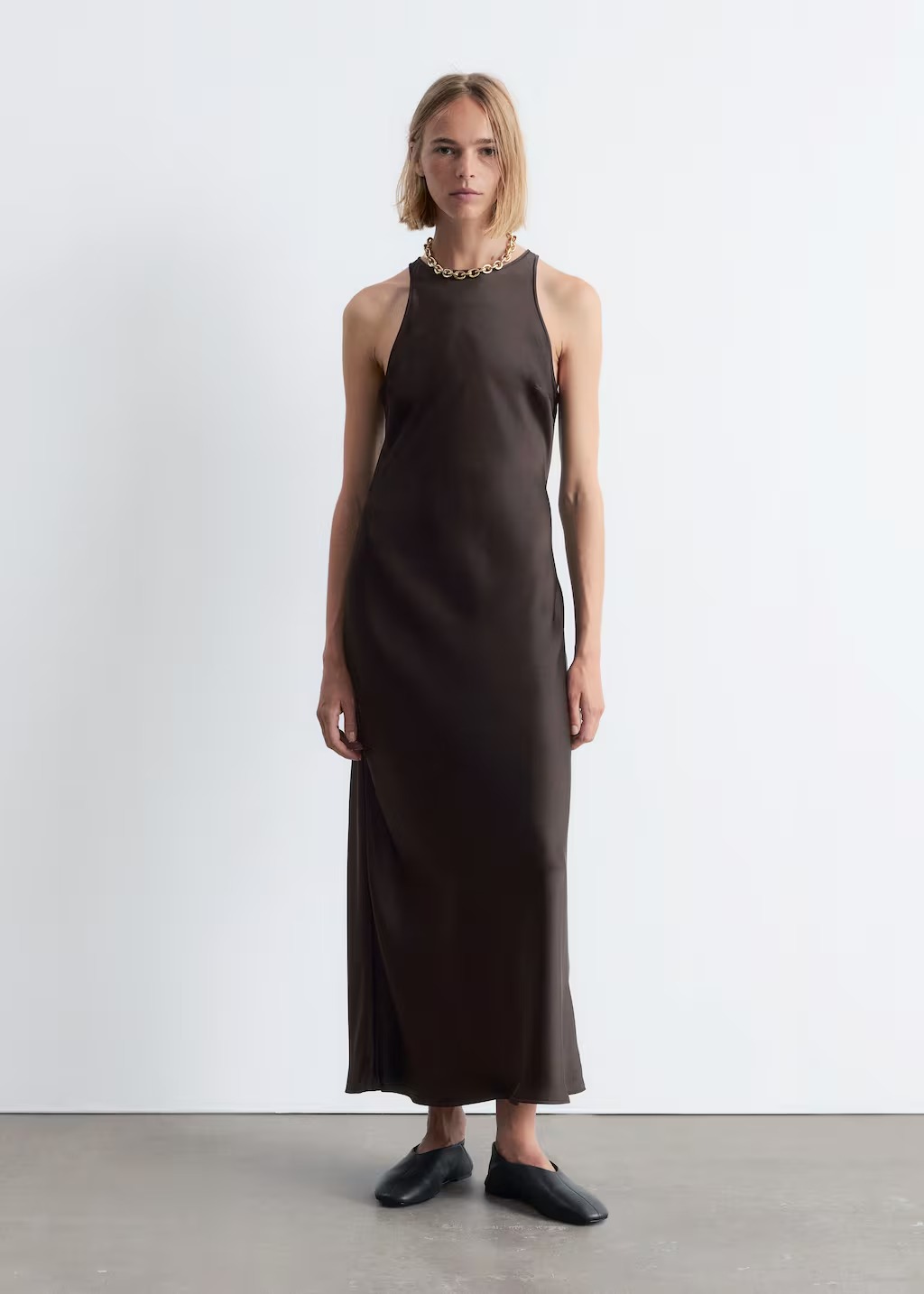 Sleeveless Satin Midi Dress