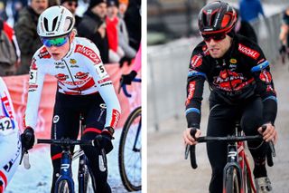 Fem van Empel and Eli Iserbyt (Pauwels Sauzen-Bingoal) at the 2022 Val di Sole round of the UCI Cyclocross World Cup