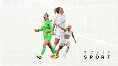 History of women's football: The Lionesses lifting the trophy after winning the Euros last summer