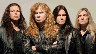 Megadeth posing for a photograph in 2009