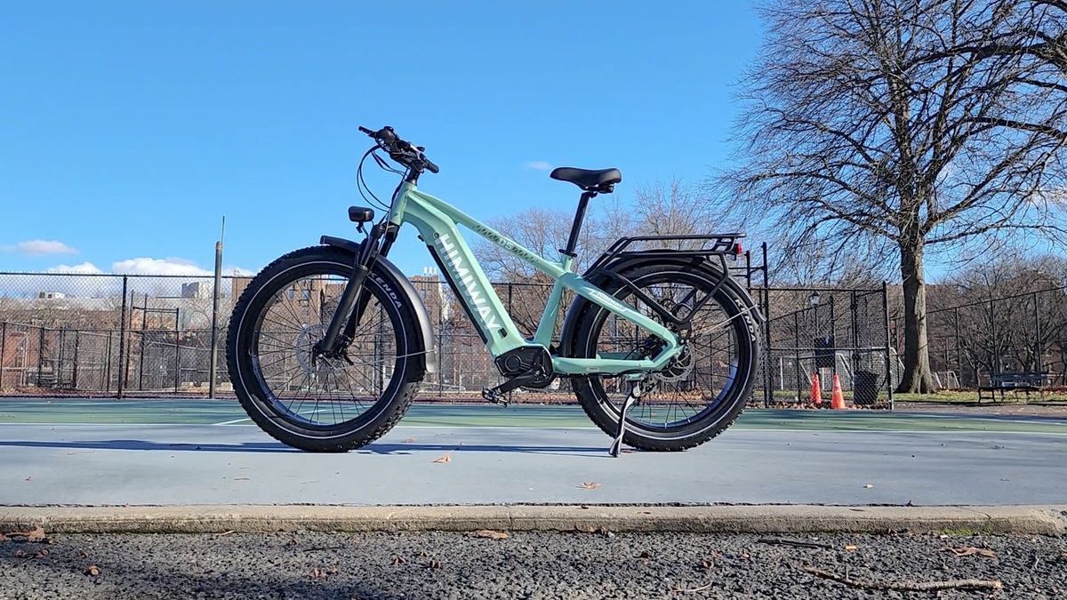 Himiway Zebra e-bike near tennis courts in a park