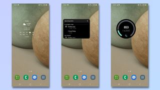 Screenshot showing how to stack widgets on a Samsung Galaxy - swipe between widgets
