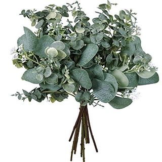 Bulk Artificial Silver Dollar Eucalyptus Leaves Picks Stems and Faux Branches for Vase Bouquets Floral Arrangement Wreath Rustic Farmhouse Greenery Decoration