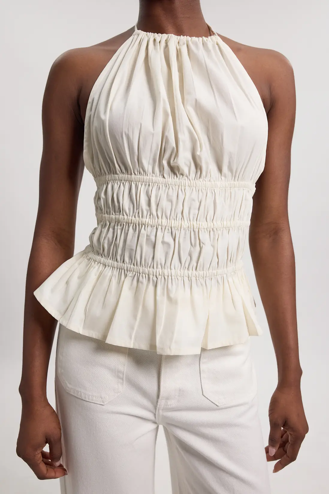Karen Millen, Shirred Cotton Halterneck Top