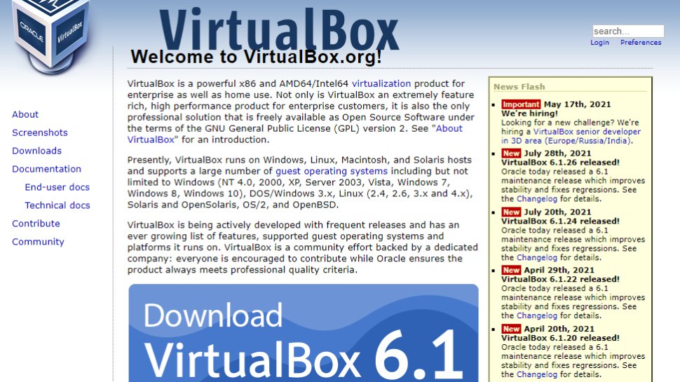 Website screenshot for VirtualBox