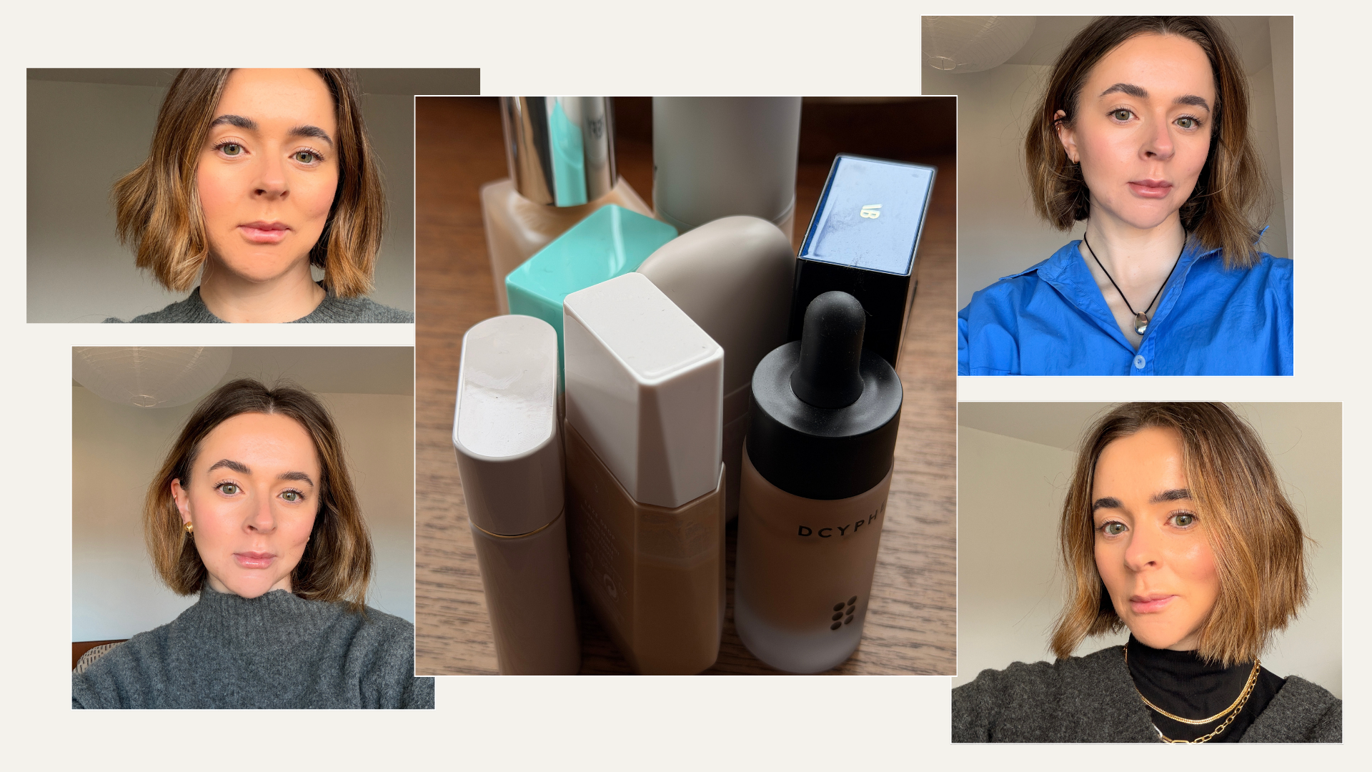 a collage of Grace Day testing the best foundation drops