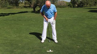 Shifting ball position to play from a divot demonstrated by PGA professional Keith Williams