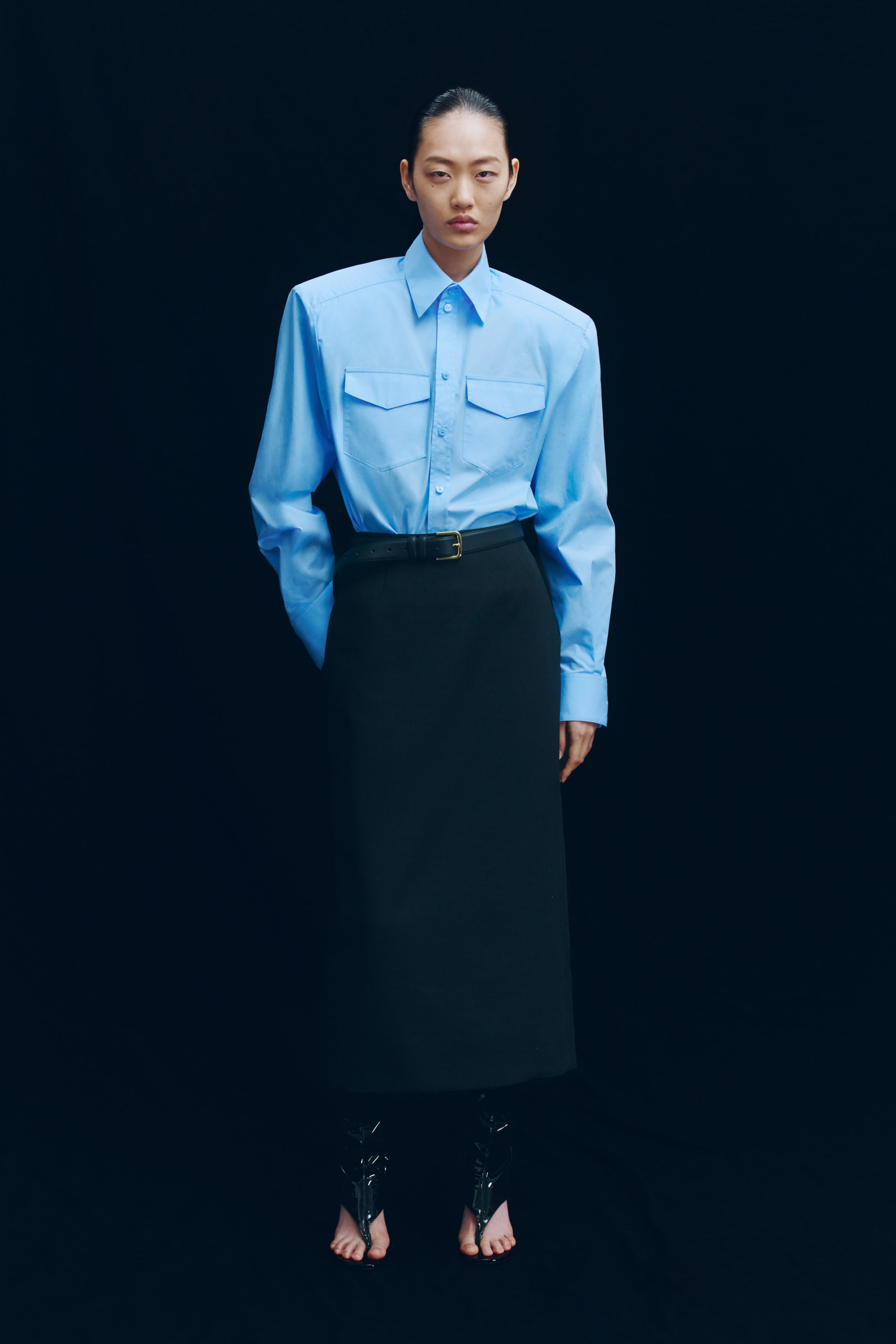 Shoulder-Pad Poplin Shirt