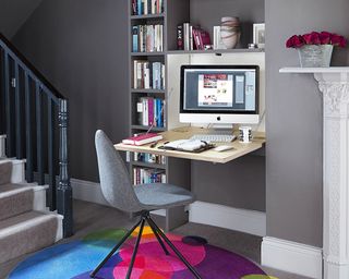 Bubbles rug in a home office area, Sonya Winner Rug Studio