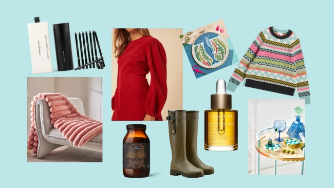 A collage of items across homes, health, fashion and beauty, selected as some of the best gifts for women 2025