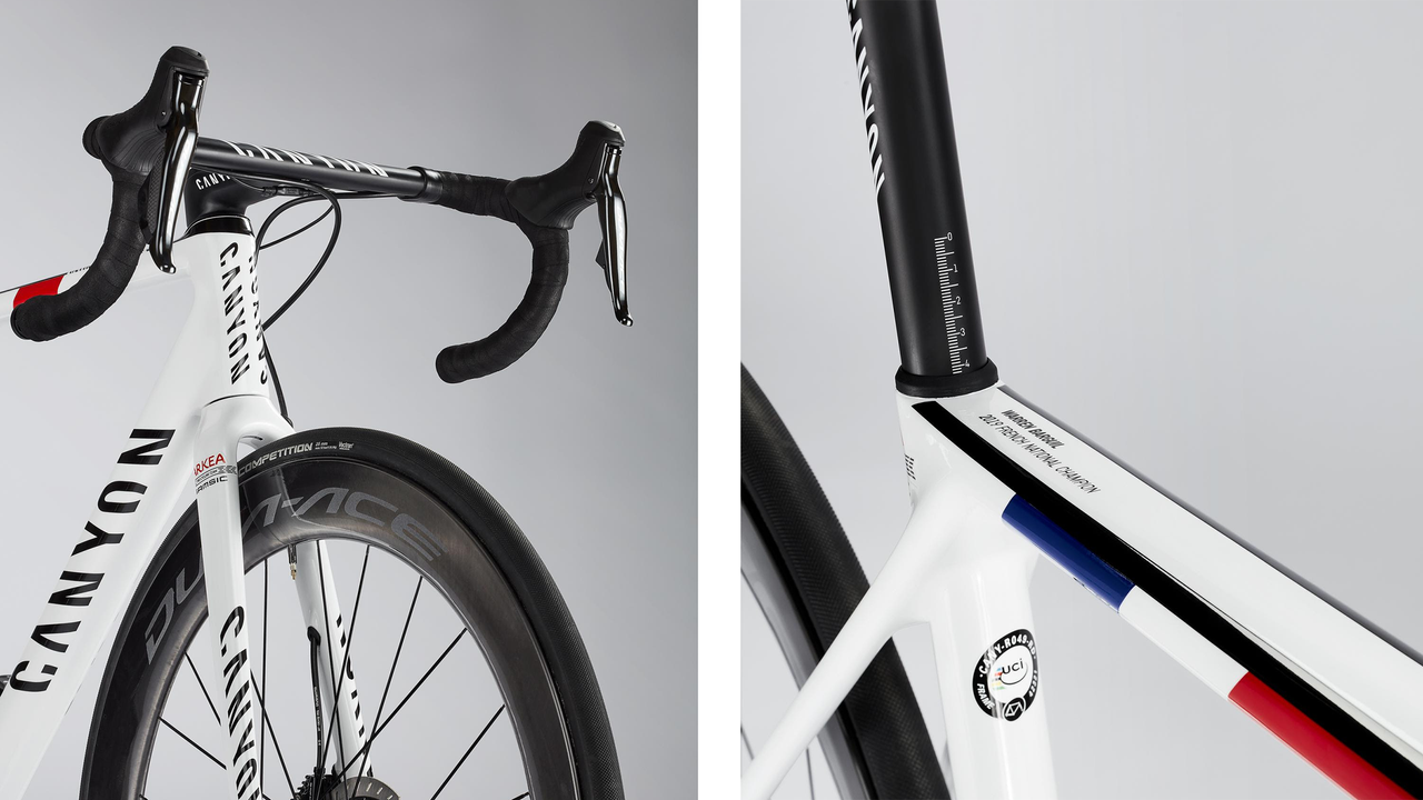 The cockpit and top tube of Ark&eacute;a's Canyon Ultimate CF SLX