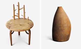 Wooden chair & vase
