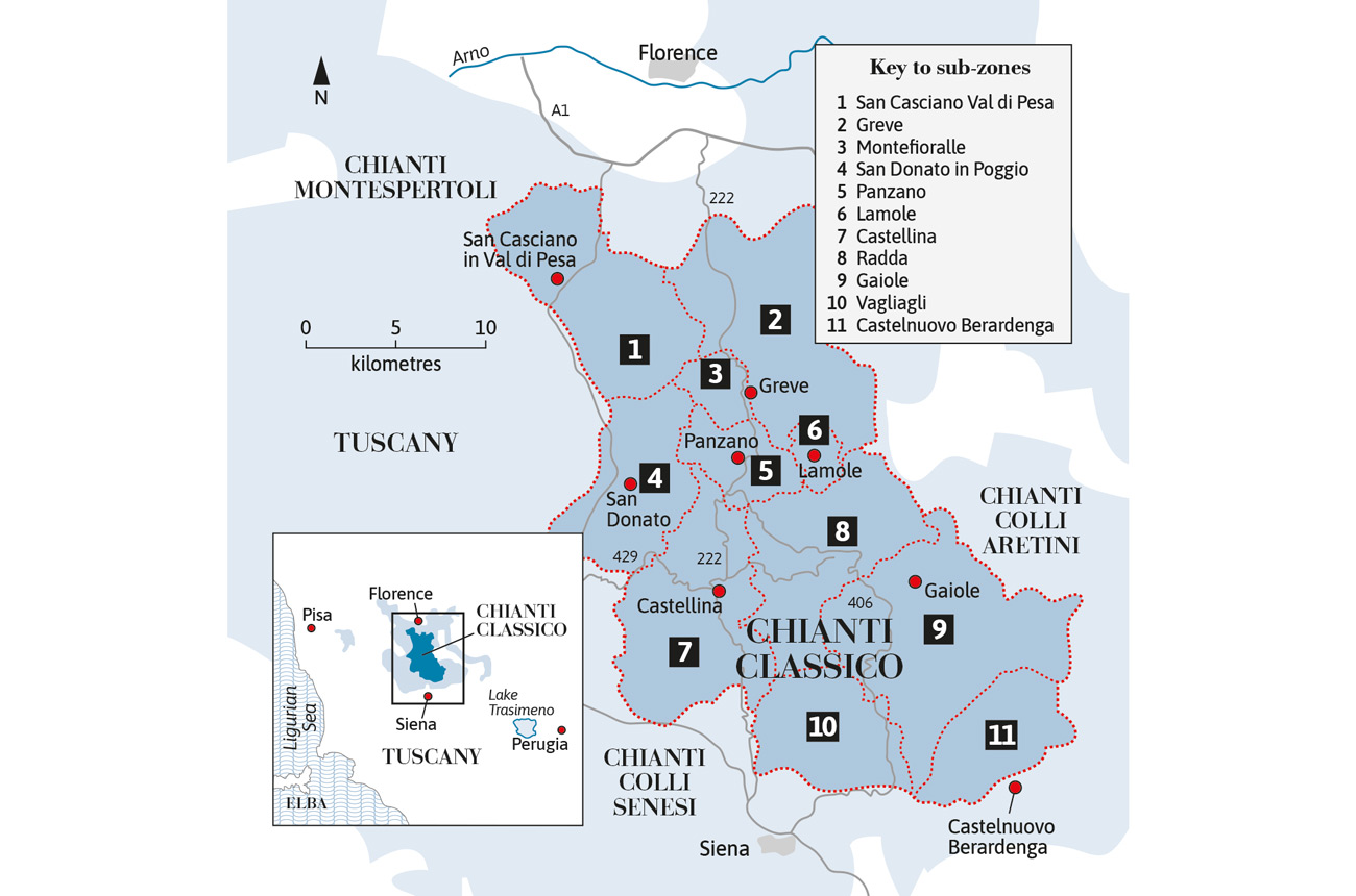 Map of new Chianti Classico sub-zones