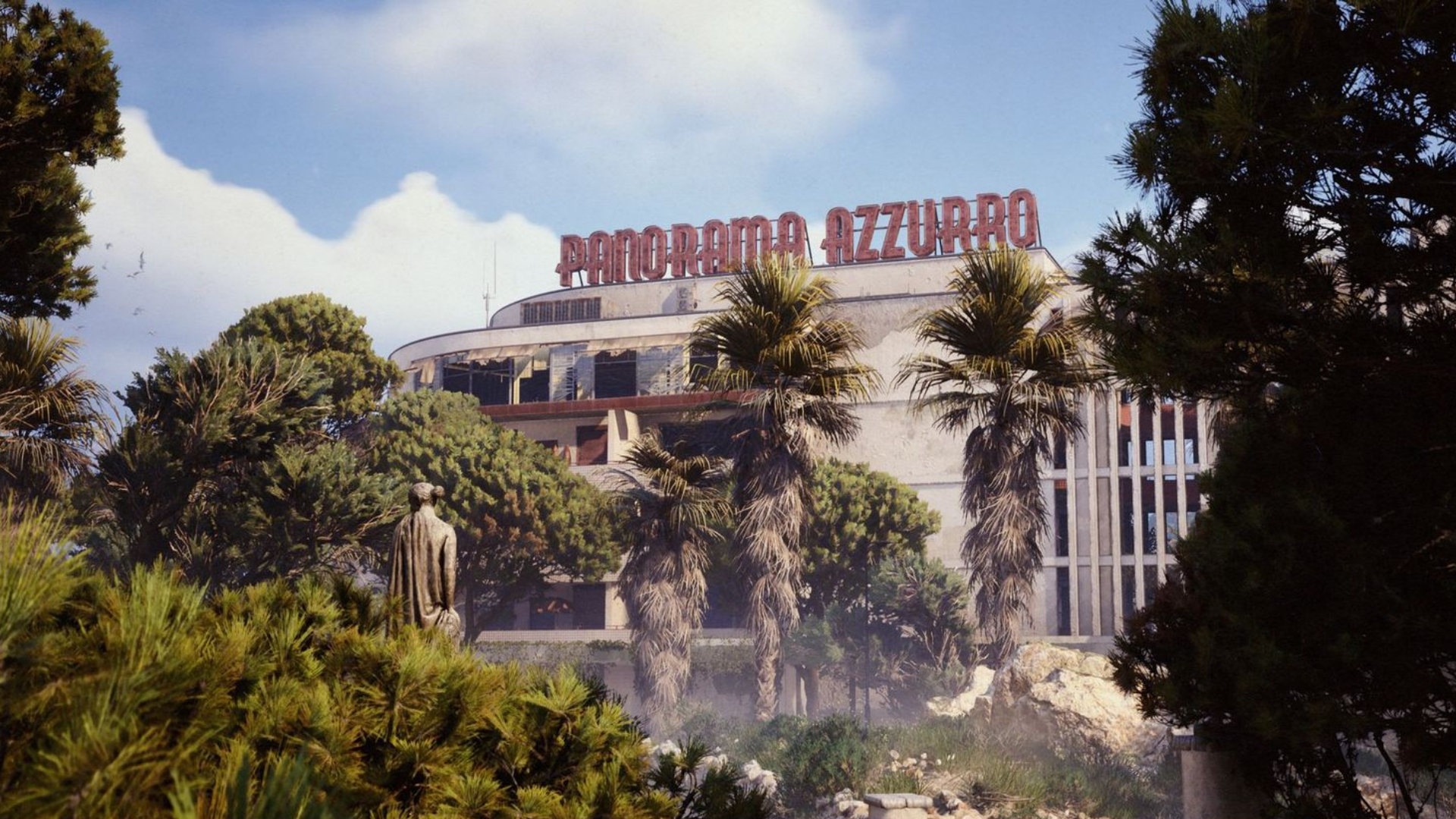 Arc Raiders Riven Tides: A scenic image of the Riven Tides map, showing the Panorama Azzurro hotel.