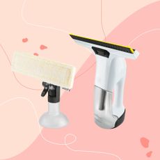 Kärcher window vacuum on a pink background