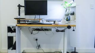 EverDesk Max fully set up against a wall