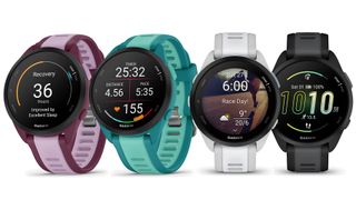 Garmin Forerunner 165 watch in four colors