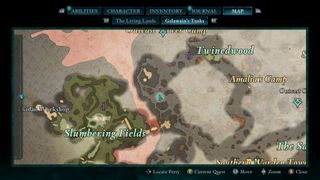 Avowed screenshot of a map showing location of treasure