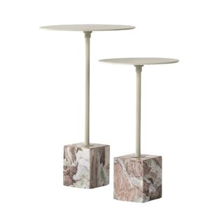 A pair of end tables with marble base