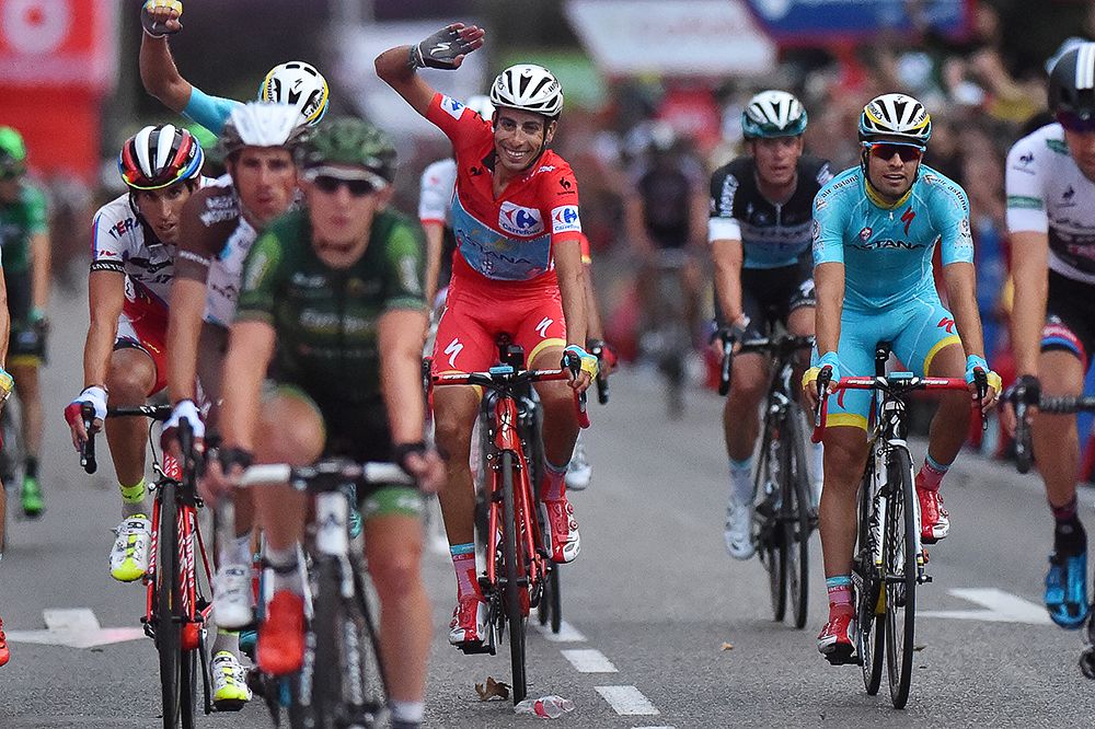 Fabio Aru salutes his first Grand Tour win.