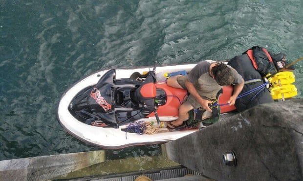 Man fleeing Australia by jet ski