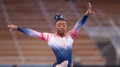 tokyo, japan august 03 simone biles of team united states competes in the womens balance beam final on day eleven of the tokyo 2020 olympic games at ariake gymnastics centre on august 03, 2021 in tokyo, japan photo by elsagetty images