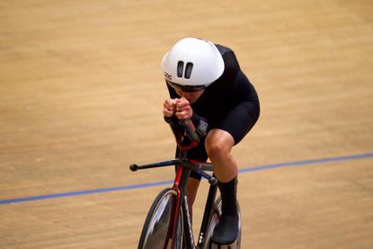 Joss Lowden during her Hour Record
