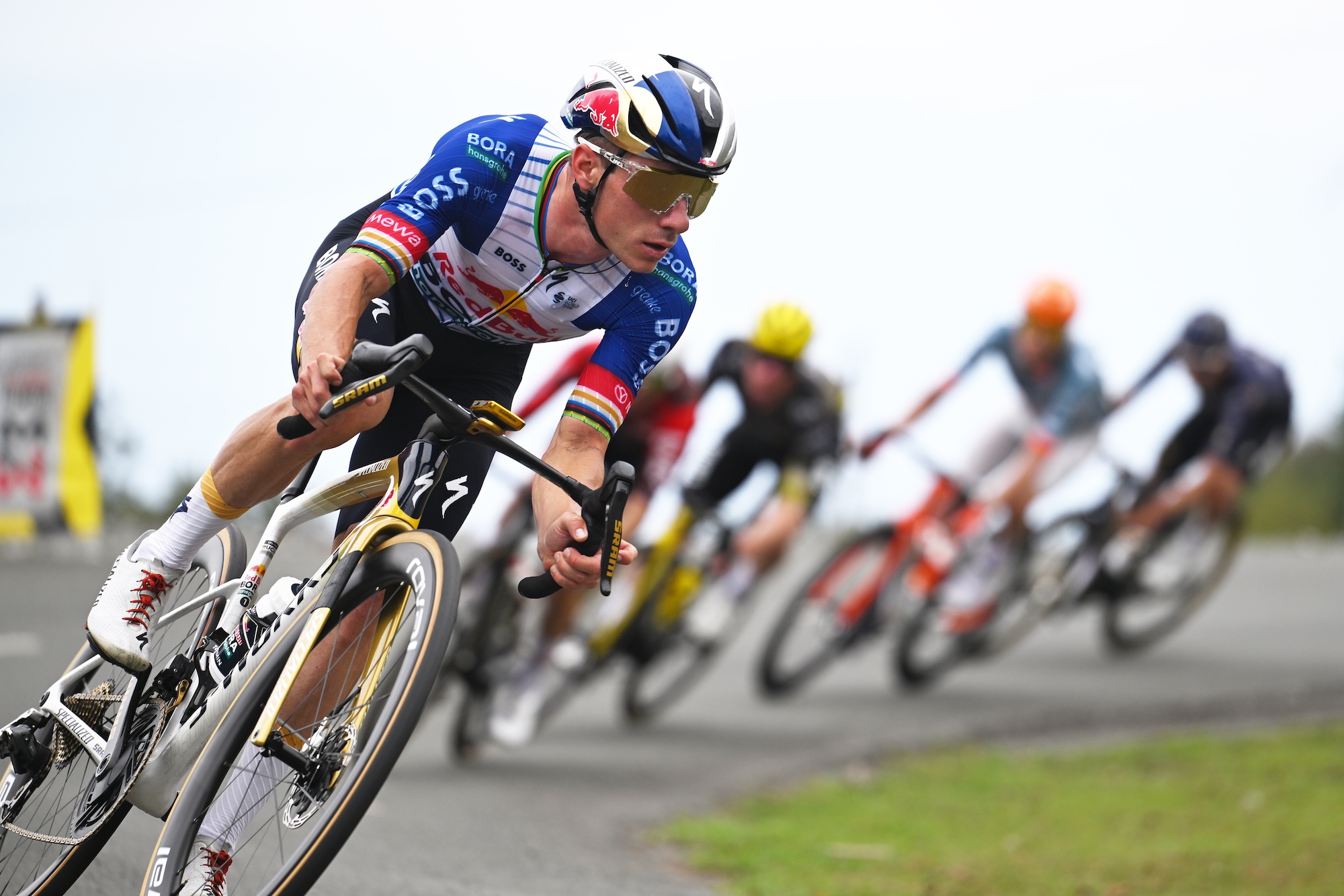 SAN SEBASTIAN, SPAIN - AUGUST 01: Remco Evenepoel of Belgium and Team Red Bull - BORA - hansgrohe competes during the 45th Donostia San Sebastian Klasikoa 2026 a 221,1km one day race from San Sebastian to San Sebastian / #UCIWT / on August 01, 2026 in San Sebastian, Spain. (Photo by Antonio Baixauli/Getty Images)