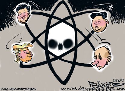 Political cartoon World China North Korea Russia nuclear war