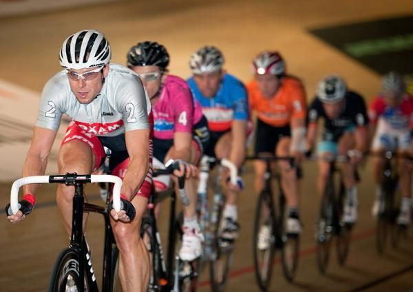 Robert Bartko on the front with 10 laps to go in the Madison.