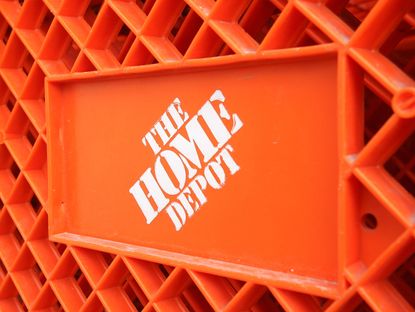 The Home Depot logo on a cart