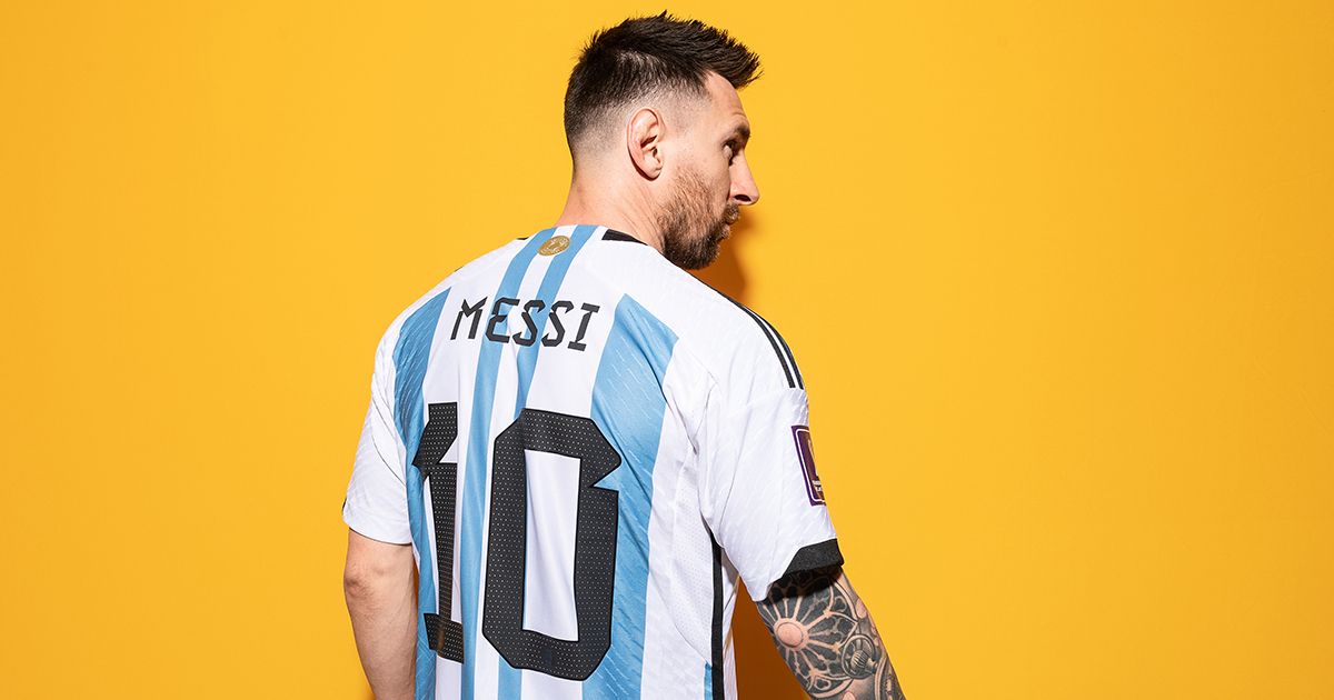 Lionel Messi of Argentina poses during the official FIFA World Cup Qatar 2022 portrait session on November 19, 2022 in Doha, Qatar.