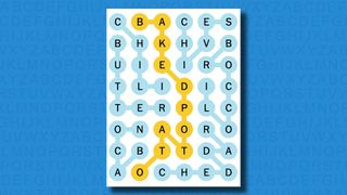 NYT Strands answers for game 130 on a blue background