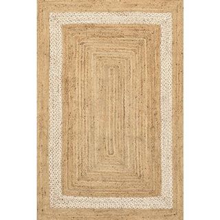 Nuloom Louisa Jute Bordered Area Rug - 5x8 Jute Area Rug Farmhouse Natural/ivory Rugs for Dining Room Rug Neutral Rug Living Room Rug