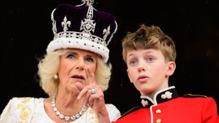Queen Camilla talks to her grandson Freddy Parker Bowles