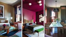 a trio of images from a colorful new york apartment house tour