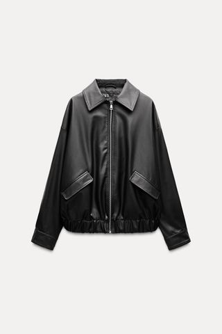 Faux Leather Oversized Jacket