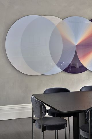 art in minimalist dining space