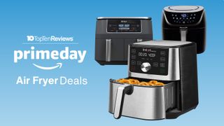Amazon Prime Day air fryer deals: Ninja, Instant and PowerXL air fryers on TTR blue APD background