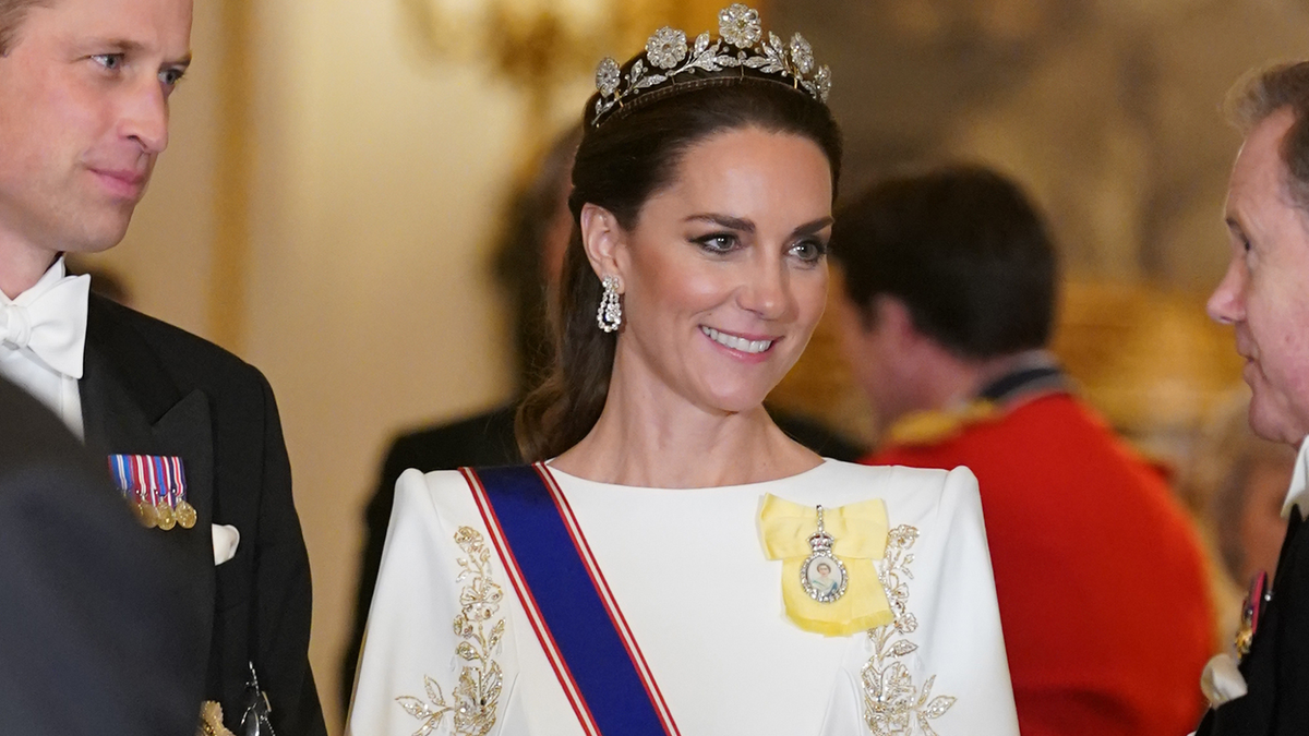 Princess Kate Glittered in White Jenny Packham and Tiara | Marie Claire