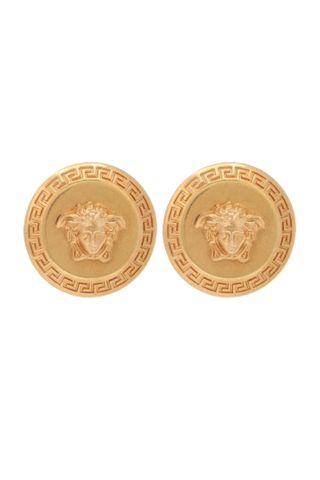 Versace Tribute Goldtone Button Earrings